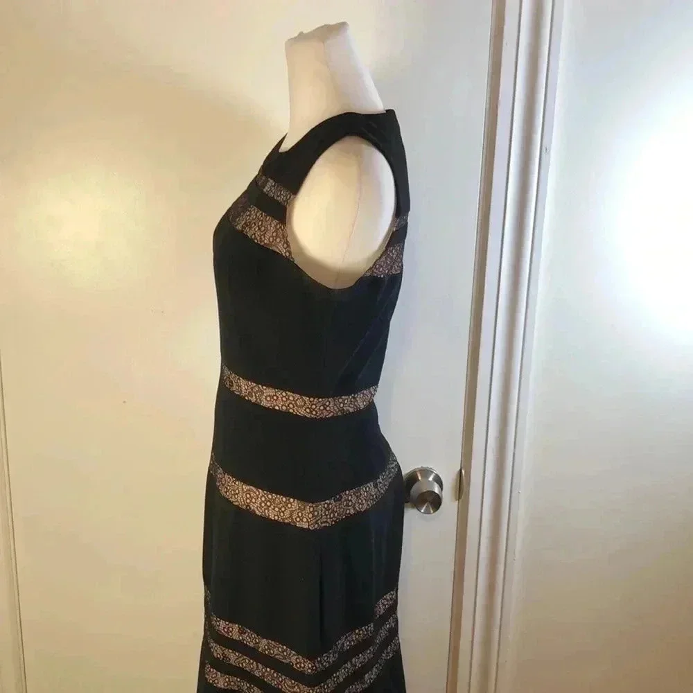 BCBG Max Azaria Katiana lace insert black fill length sleeveless gown. Size 6